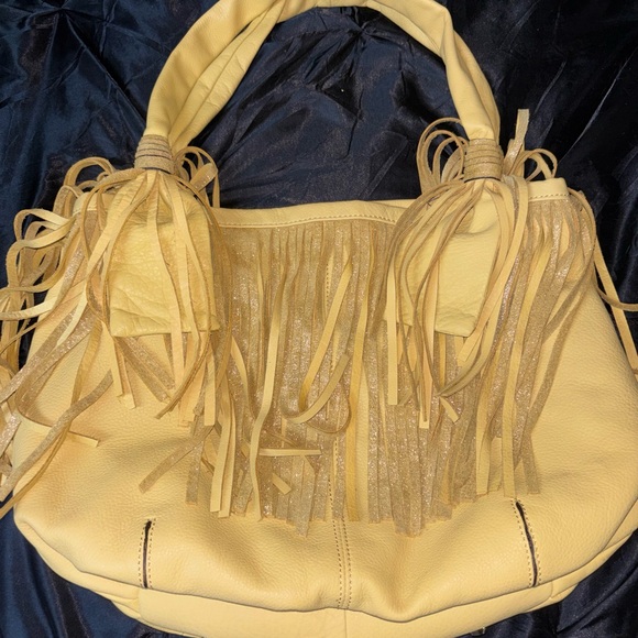 B. Makowsky Yellow Fringe Hobo Women's Bag - Picture 1 of 8